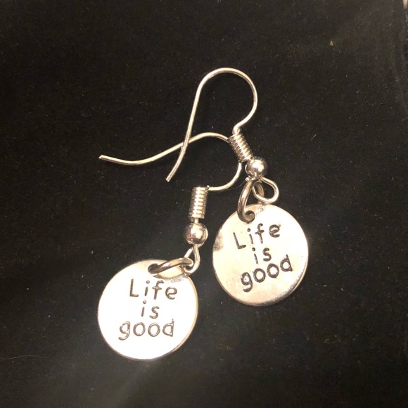 Life is Good!!! silver fish hook earrings 😎💕 - Picture 2 of 2